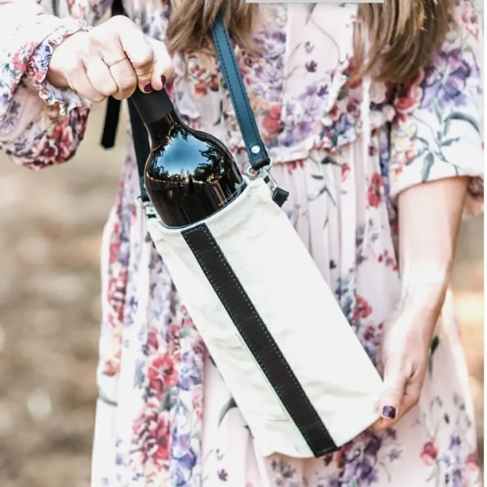 Stellareese Wine Canvas Leather Tote with Carrying Strap